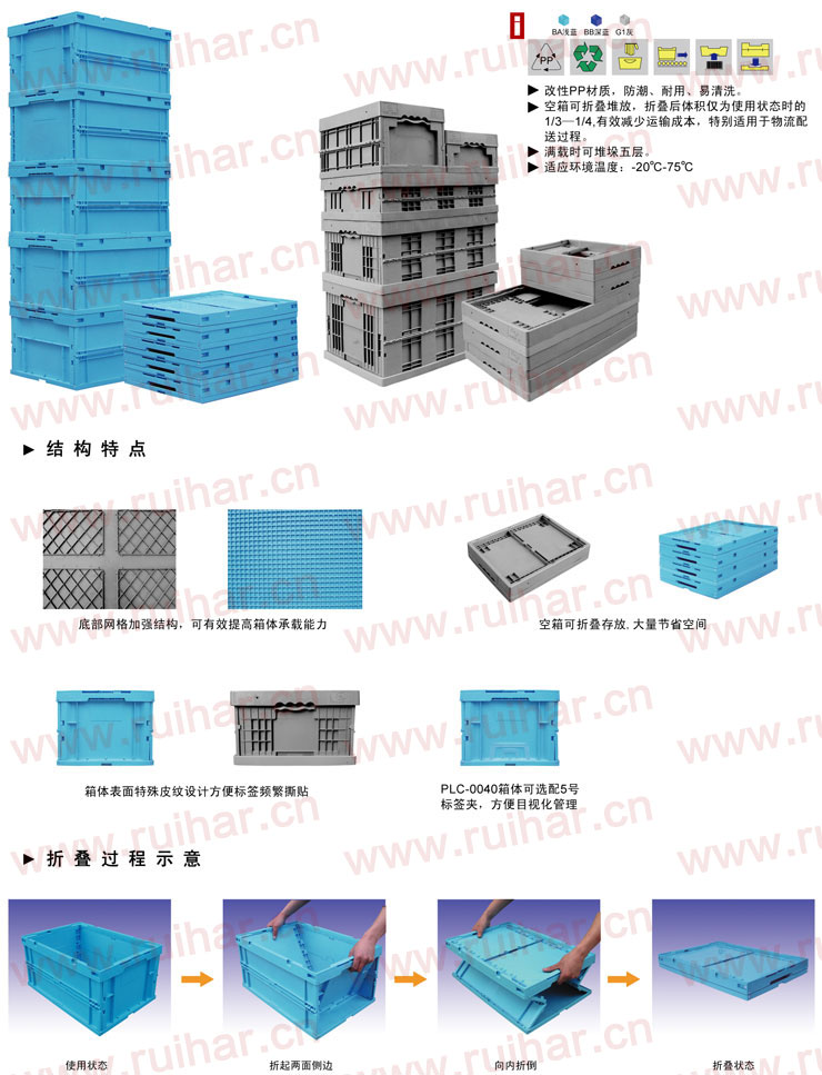 折疊式周轉(zhuǎn)箱,PLC-0055,650x440x248,02404