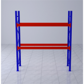 重型棧板式貨架 兩層橫梁,1500kg/層 橘紅色+藍色